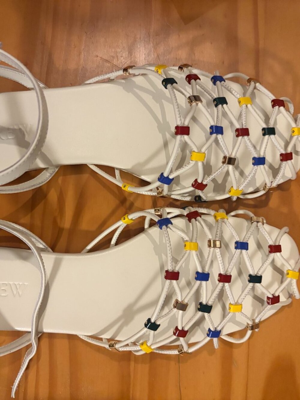 J. Crew White Beaded Sandals Size 11